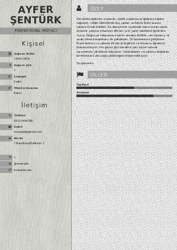 Pastacı Cv Örnekleri cv indir